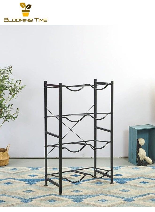 بلومنغ تايم حامل تخزين زجاجة المياه 4 طبقات ، رف إبريق الماء 8 زجاجات من 5 جالون الجرف الثقيلة لمكتب المنزل الصالة الرياضية ، وسهلة لتجميع-أسود - Image 3