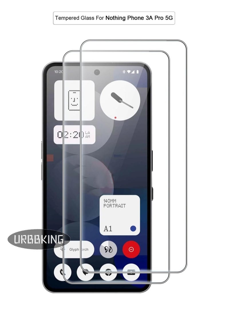 URBBKING Pack of 2 Screen Protectors, 9H Tempered Glass Screen Protector for Nothing Phone 3A Pro 5G - Image 1