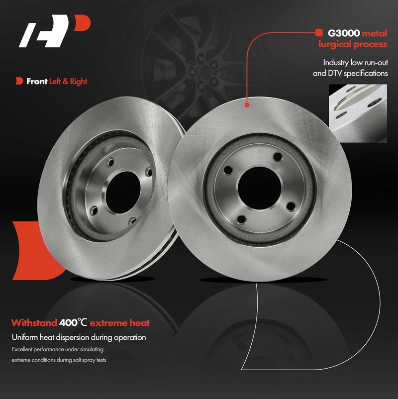 A-Premium 11.02 inch (280mm) Front Vented Disc Brake Rotors Compatible with Select Nissan Models - Sentra 2007-2012, Versa 2007-2012, Cube 2009-2014, 2-PC Set - Image 3