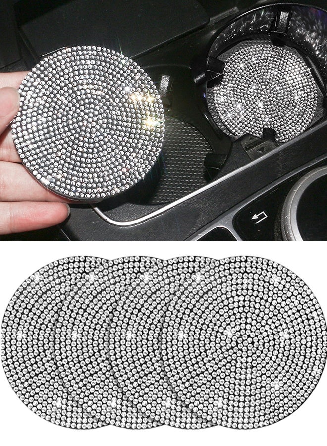 4pcs Bling Car Cup Holder Coaster,  Anti-Slip Shockproof Universal Fashion Car Coasters Insert Bling Crystal Rhinestone Automotive Interior Accessories for Women - Image 1