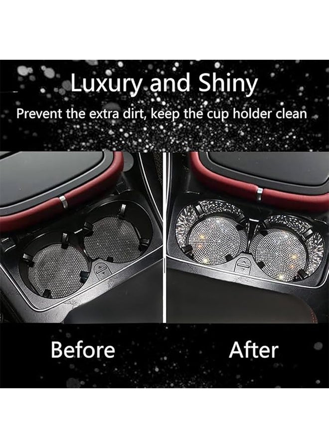 4pcs Bling Car Cup Holder Coaster,  Anti-Slip Shockproof Universal Fashion Car Coasters Insert Bling Crystal Rhinestone Automotive Interior Accessories for Women - Image 5