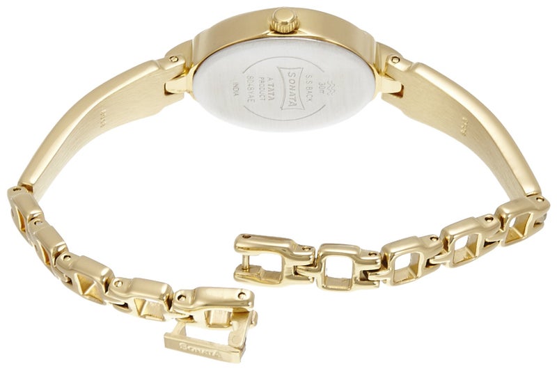 Sonata Quartz Analog White Dial Gold Metal Strap Watch for Women - NT8048YM01 - Image 2