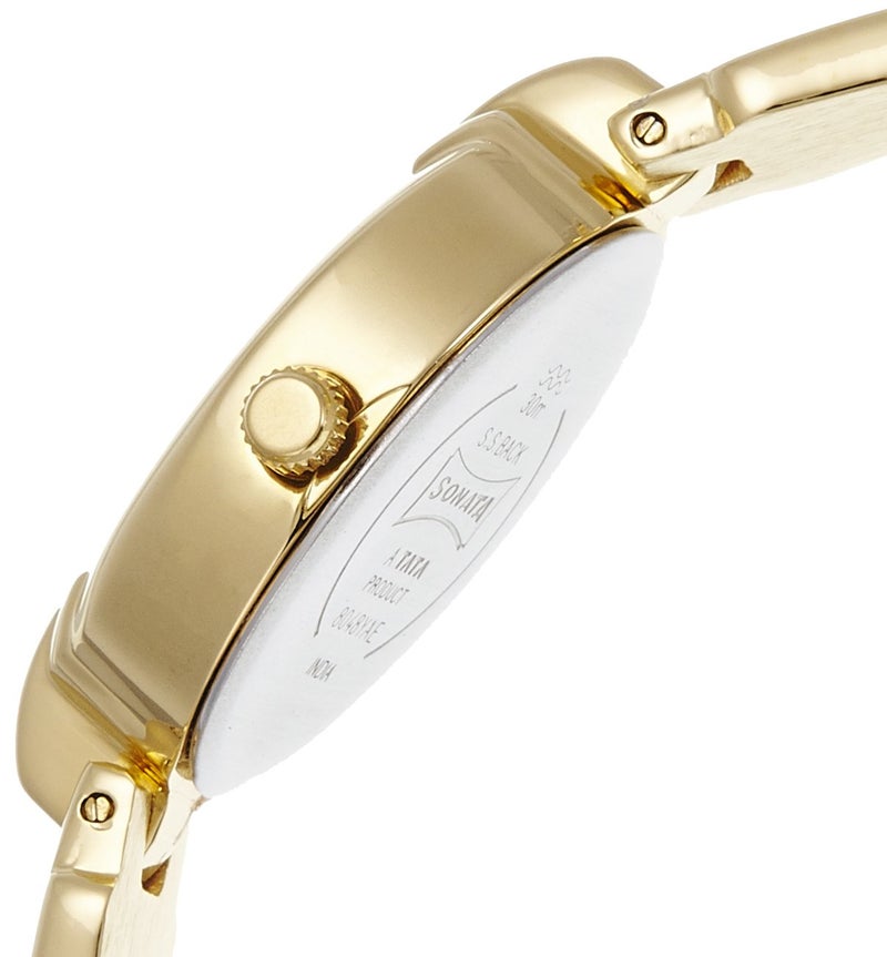 Sonata Quartz Analog White Dial Gold Metal Strap Watch for Women - NT8048YM01 - Image 3