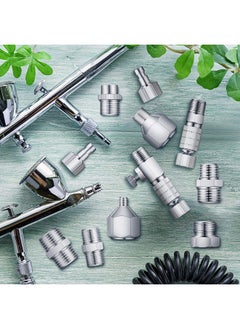 Generic 15 Pieces Airbrush Adapter Set Airbrush Quick Release Coupling Disconnect Adapter Kit Airbrush Quick Release Disconnect Fitting Connector Set Female Connectors for Air Compressor and Airbrush Hose  - Image 4