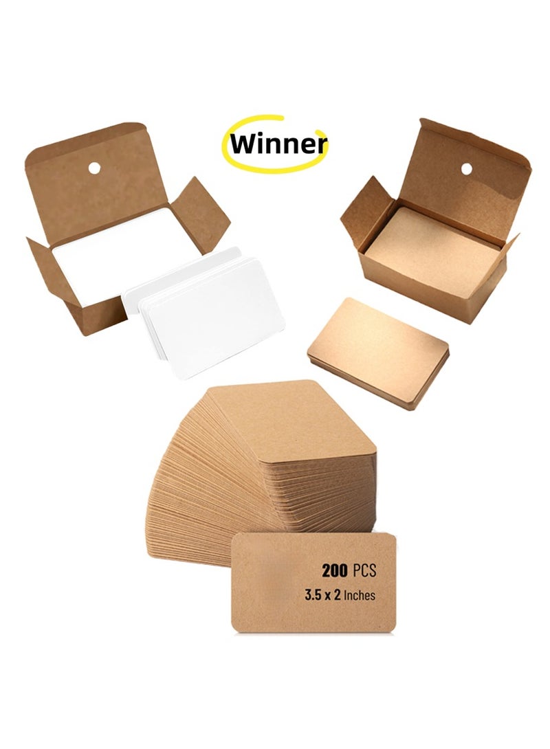 Winner Mini Note Cards, 3.5'x2.1', 200 Pack, Blank, Kraft Paper - Image 1
