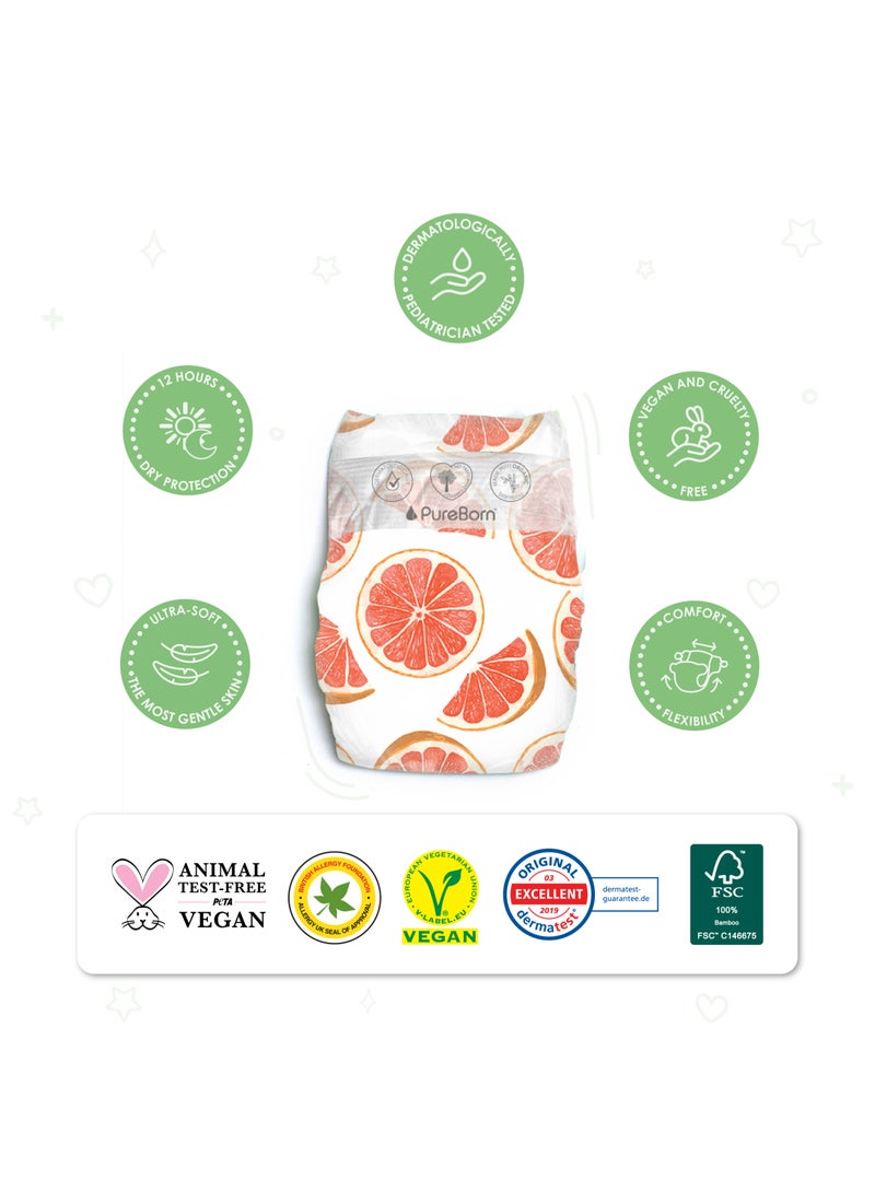 PureBorn Organic Bamboo Baby Diapers Size 4| Ultra-Soft, Eco-Friendly Tape Style Diapers Hypoallergenic nappies |7-12 Kgs| Count 48 | Assorted Print 48 Diapers - Image 3