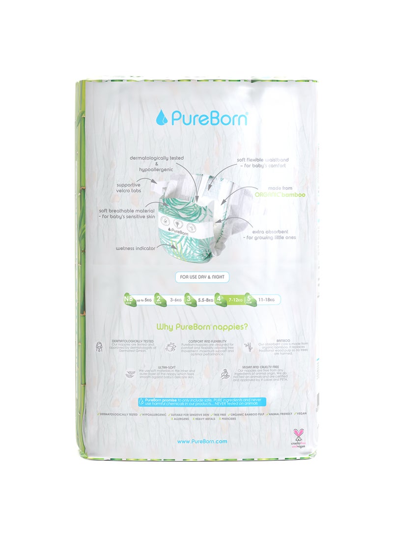PureBorn Organic Bamboo Baby Diapers Size 4| Ultra-Soft, Eco-Friendly Tape Style Diapers Hypoallergenic nappies |7-12 Kgs| Count 48 | Assorted Print 48 Diapers - Image 2