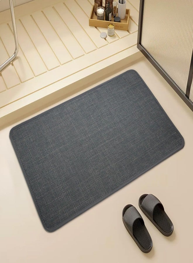 YCT Non-Slip Woven Bath Mat, 17"x27" Super Absorbent Foot Mat for Bathroom, Quick Dry Bath Mat for Washroom Floor, Dark Grey - Image 1