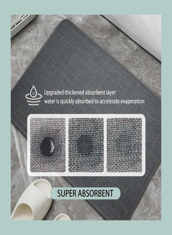 YCT Non-Slip Woven Bath Mat, 17"x27" Super Absorbent Foot Mat for Bathroom, Quick Dry Bath Mat for Washroom Floor, Dark Grey - Image 2