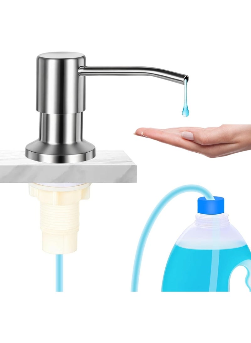 Built-In Kitchen Sink Soap Dispenser with 94 cm Extension Tube – Brushed Nickel Refillable Countertop Liquid Soap Pump for Kitchen Sink, Dish Soap, Hand Soap, Lotion & Liquid Detergent, Direct Bottle Connection, Rust Resistant, Easy Installation - Image 1