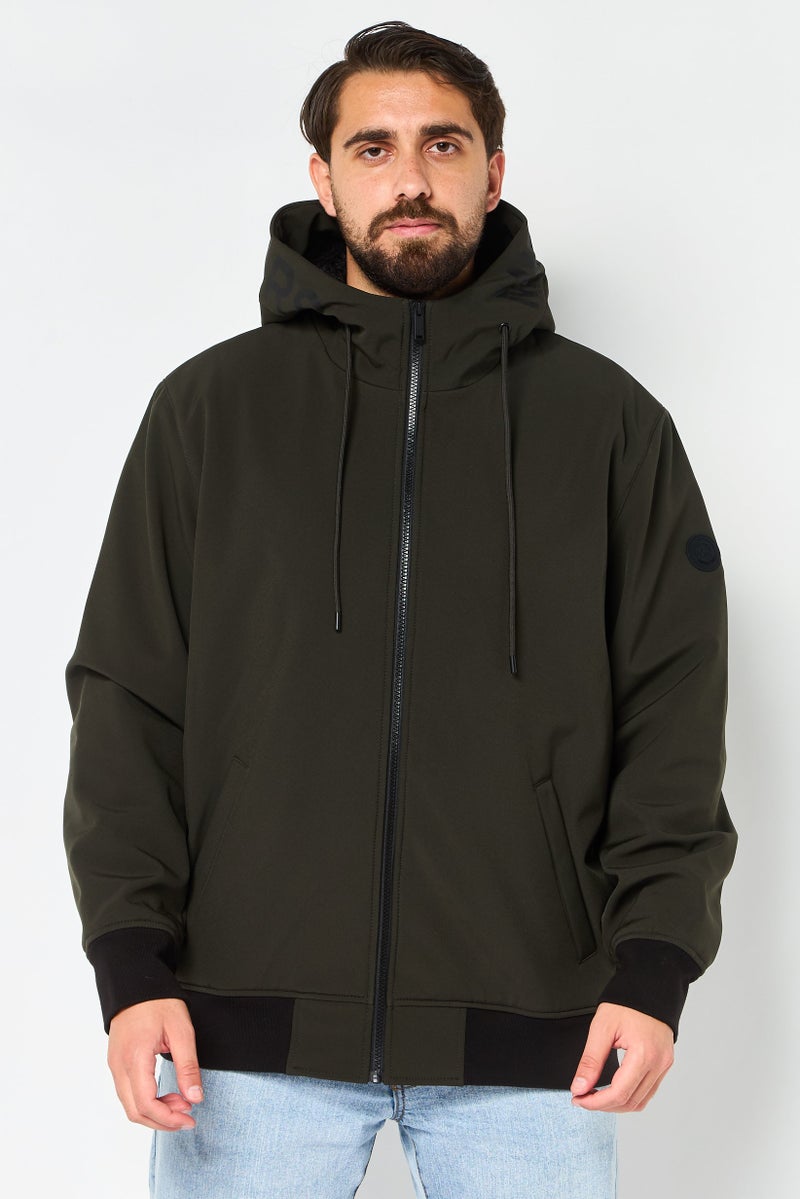 Michael Kors Men Brand Logo Hooded Parka Jacket, Olive - Image 1