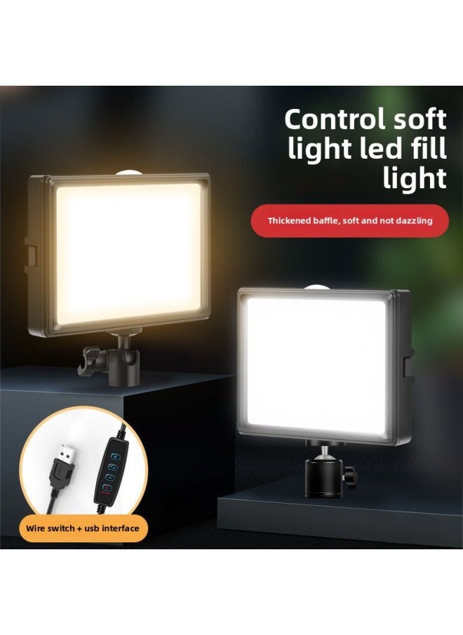 General - Light Supplement Studio Live Broadcast Dedicated Small Desktop Lighting Room Photo Layout Soft Light Professional Led Square Lamp-Specifications:Desktop Model (stretch Height 28cm) + Dual Camera Pos - Image 1