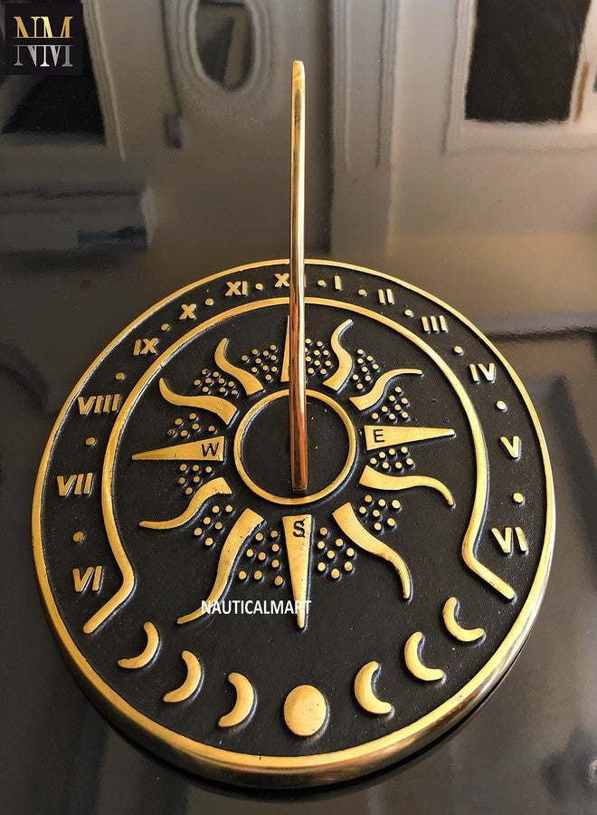 NAUTICALMART Nautical-Mart Brass Garden Sundial Clock - 8.5” Diameter Sundial Clock with Polished Brass Highlights - Image 3
