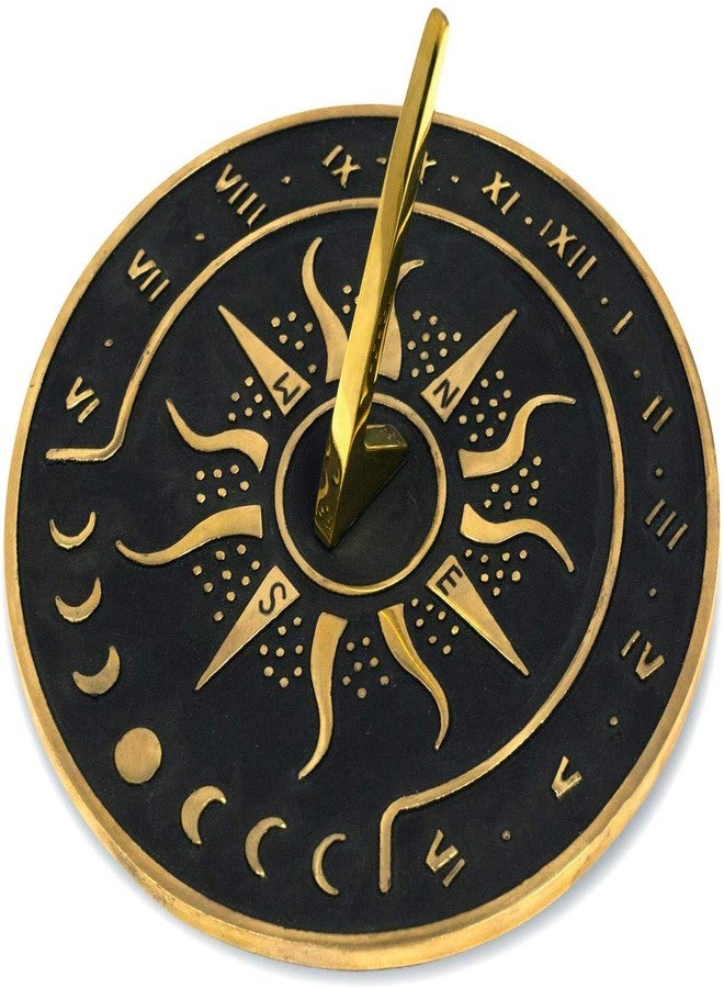 NAUTICALMART Nautical-Mart Brass Garden Sundial Clock - 8.5” Diameter Sundial Clock with Polished Brass Highlights - Image 1