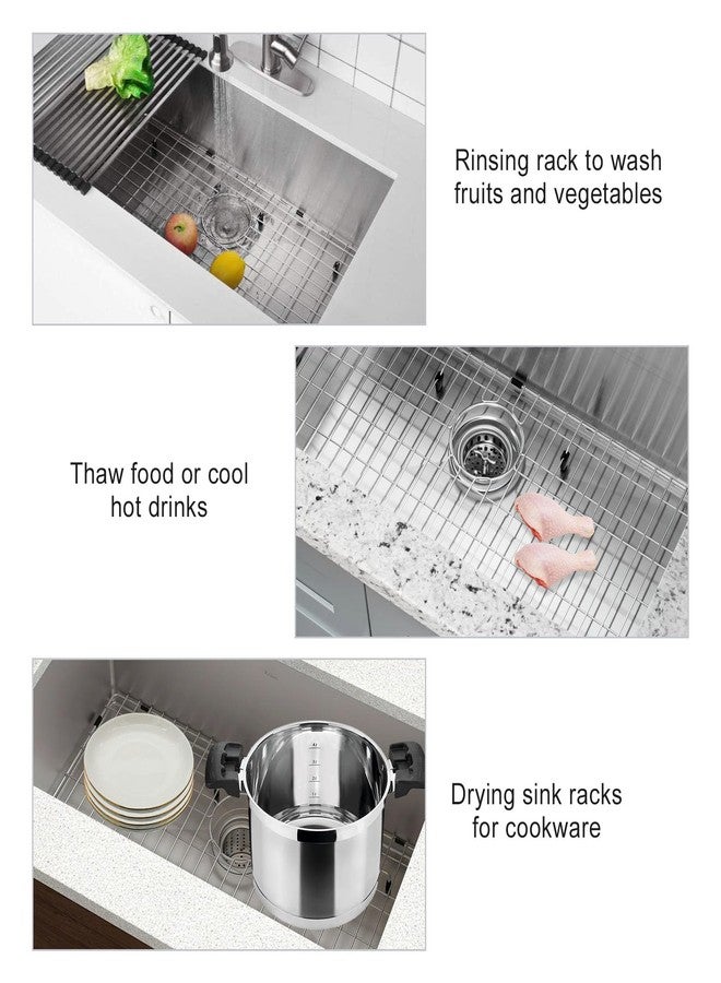 IHOUMEX LKOBG2915SS Kitchen Sink Grate 27-1/2" x 13-1/2" x 1-1/4" Stainless Steel Sink Protector - Image 5