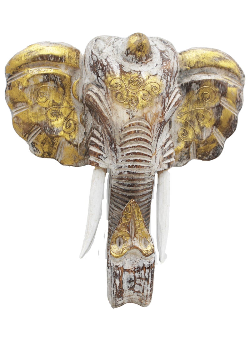 Antique Museum WOODEN HANDMADE ELEPHANT HEAD 40 CM 