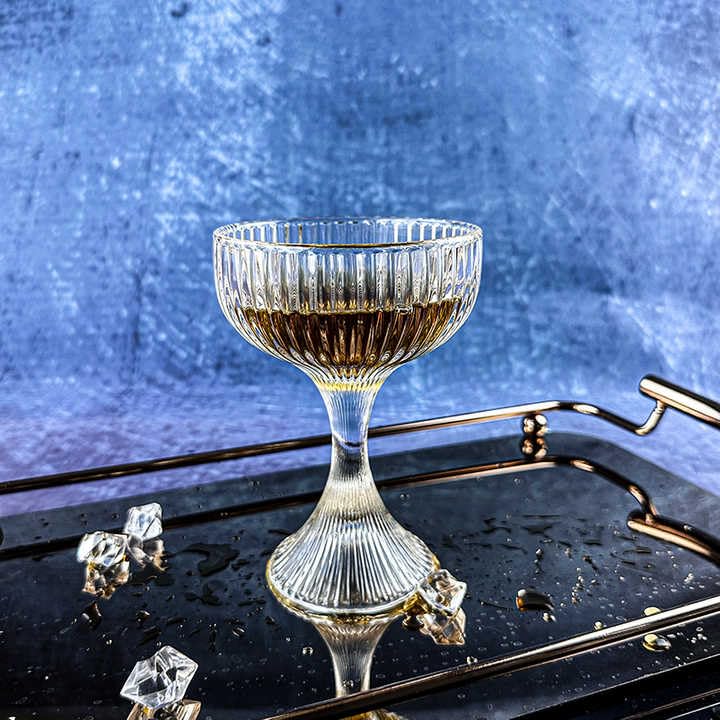 BLISS START Set of 3 Coupe Glasses 180ml Vintage Cocktail Coupe Glasses Set Crystal Glasses with Stem Embossed Bar Drinking Glasses Set for Espresso Martini Cosmopolitan Manhattan Gimlet - Image 2