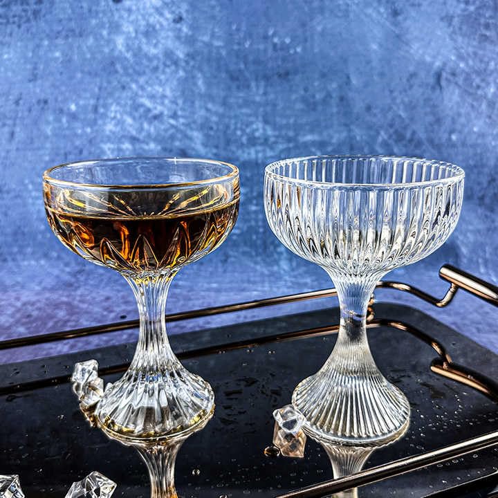 BLISS START Set of 3 Coupe Glasses 180ml Vintage Cocktail Coupe Glasses Set Crystal Glasses with Stem Embossed Bar Drinking Glasses Set for Espresso Martini Cosmopolitan Manhattan Gimlet - Image 5