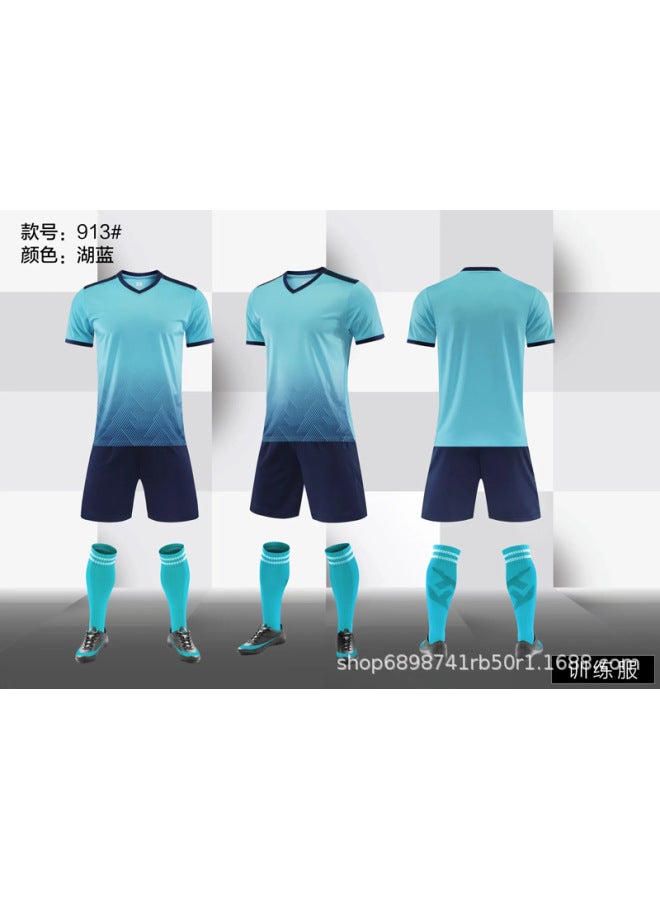 -lake Blue Short Sleeve Football Jersey - Image 1