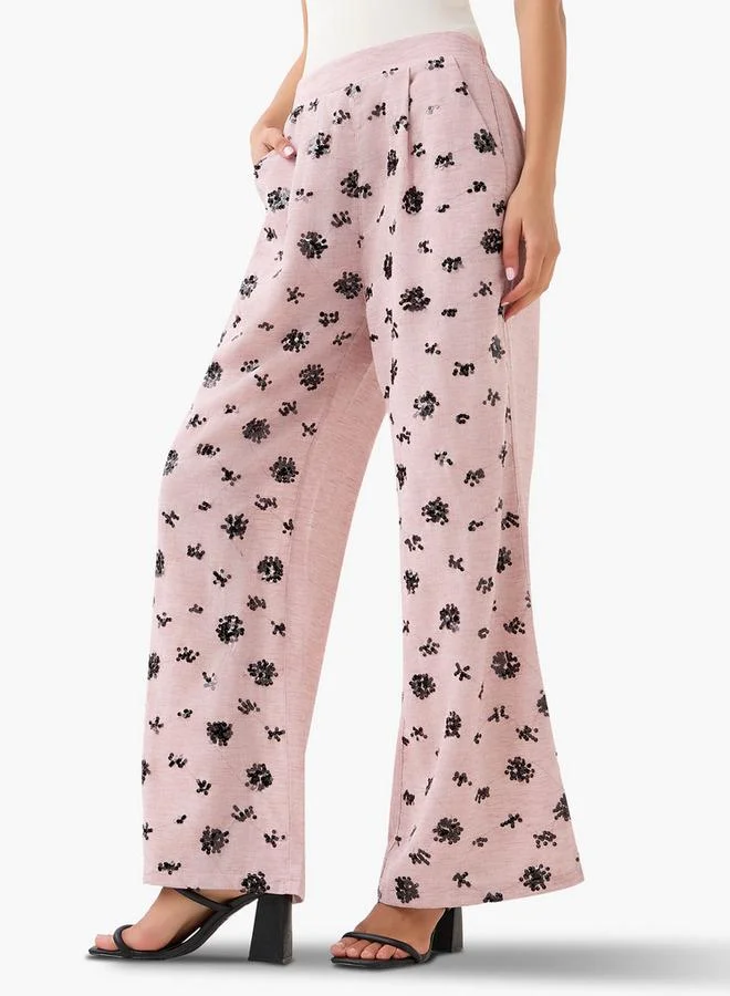 Splash FAV Wide Leg Trousers with Sequin Embellishment