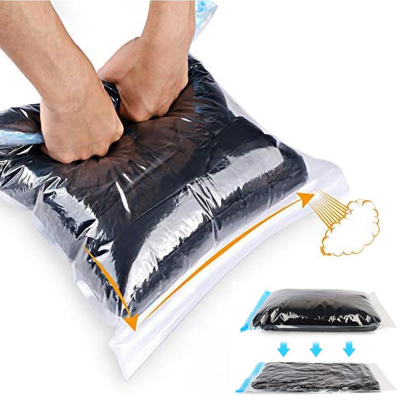 Compression Bags Travel Essentials 12 Pack Space Saver Bags No Vacuum Pump Or Air Extractor is Needed Storage Accessorie and Home Packing Organizers transparent