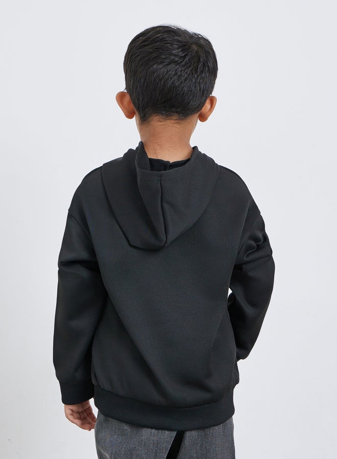 ستايلي ستيلي بويز هودي أسود بقصة مريحة وجيب أمامي - Image 4