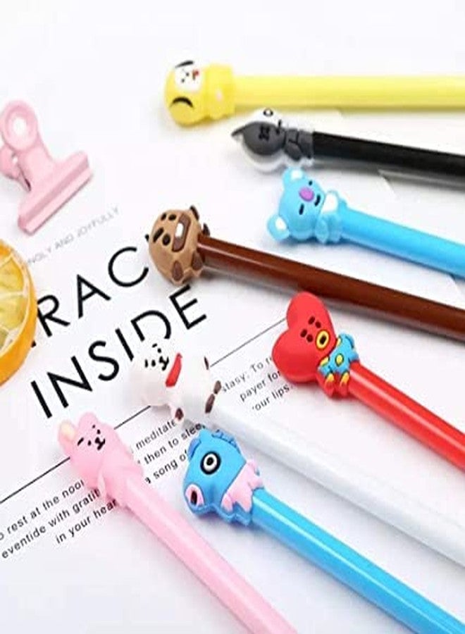 JMK CRAFTS أقلام جل للأطفال بتصميم شخصيات كرتونية من فرقة BTS، هدايا تذكارية لأعياد الميلاد، أدوات مدرسية إبداعية. (عبوة من 8 أقلام) - Image 2