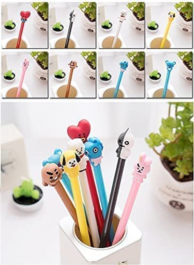 JMK CRAFTS أقلام جل للأطفال بتصميم شخصيات كرتونية من فرقة BTS، هدايا تذكارية لأعياد الميلاد، أدوات مدرسية إبداعية. (عبوة من 8 أقلام) - Image 3