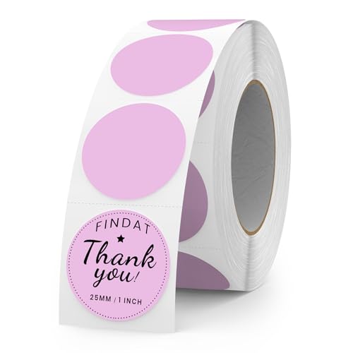 FINDAT Purple Round Thermal Labels 1 Inch Vinyl Circle Waterproof Direct Printer Sticker Self-Adhesive Perforated Name Tag for Logo DIY QR Design Office Address 500 PCS - Image 1