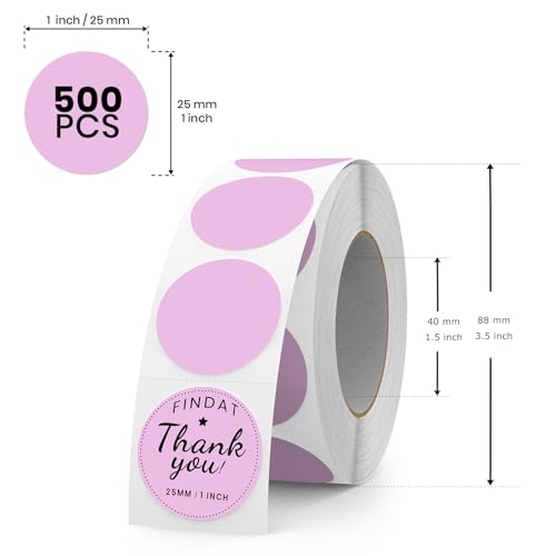 FINDAT Purple Round Thermal Labels 1 Inch Vinyl Circle Waterproof Direct Printer Sticker Self-Adhesive Perforated Name Tag for Logo DIY QR Design Office Address 500 PCS - Image 2