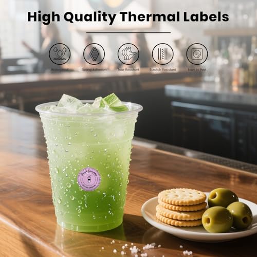 FINDAT Purple Round Thermal Labels 1 Inch Vinyl Circle Waterproof Direct Printer Sticker Self-Adhesive Perforated Name Tag for Logo DIY QR Design Office Address 500 PCS - Image 5