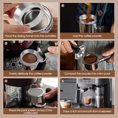 Reoszeank 51mm Espresso Accessories Kit, Spring Loaded Calibrated Tamper, WDT Tool and Dosing Funnel Set Fits Delonghi 51 mm Espresso Coffee Machines and Portafilter - Image 5