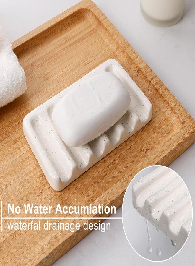 BosilunLife طقم إكسسوارات حمام بيج من بوسيلون لايف - طقم صابون سيراميك لسطح الحمام، طقم ديكورات حمام، ملحقات، موزع صابون لوشن، طقم حامل فرشاة أسنان، صحن صابون، برطمانات زجاجية. - Image 4