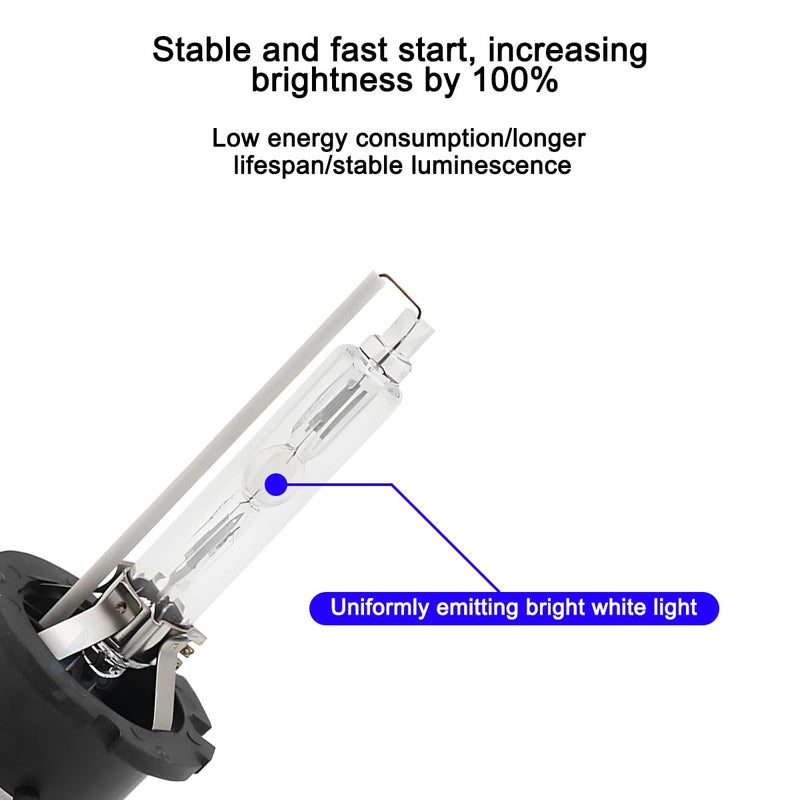 Mandark 2PCS Car D2S HID Bulbs, 6000K Cool White Xenon Headlight Replacement Lights, 35W 12V Super Bright Waterproof Automotive High Low Beam Lamps, Universal for SUV, Truck, RV - Image 4