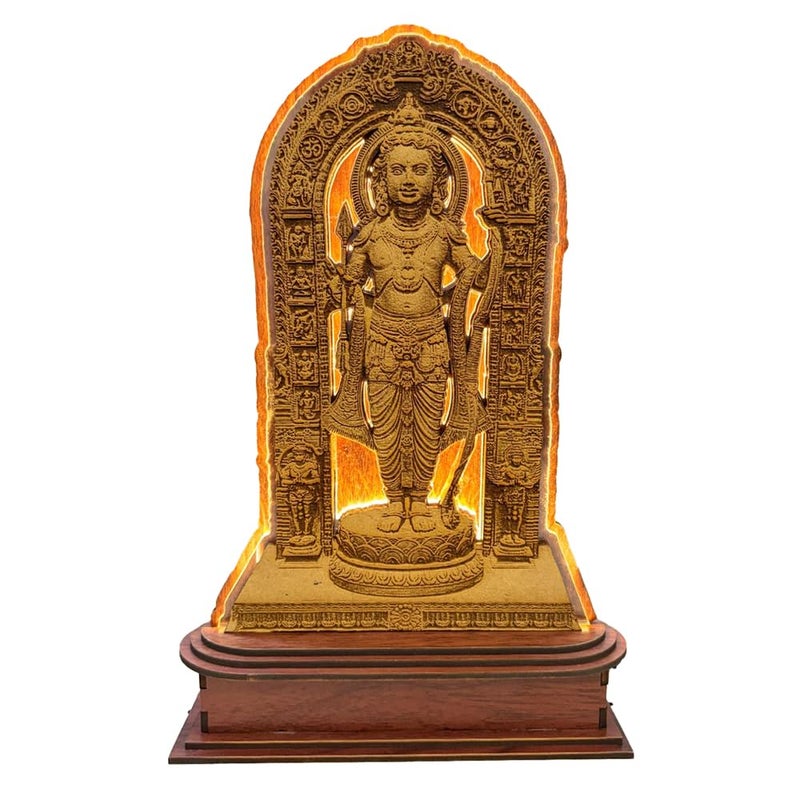 DEEP PRINT Shree Raam Lalla Engraving with Lights Size 10 x 7 Inchs with Light Stand - Image 1