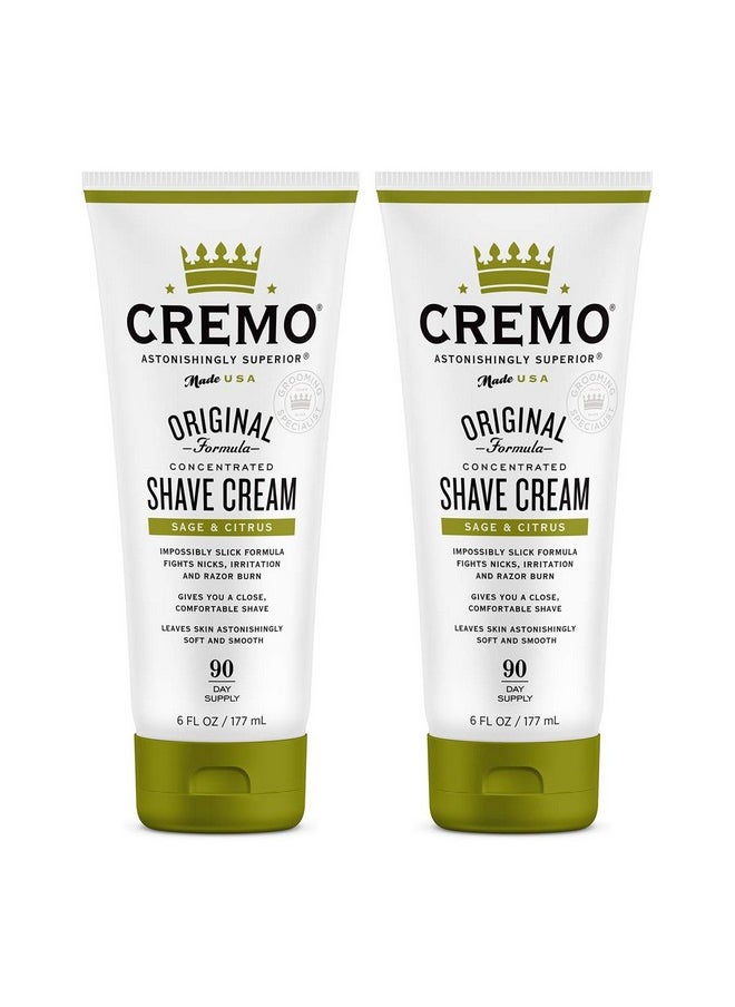 cremo Remo Barber Grade Sage & Citrus Shave Cream Astonishingly Superior Ultraslick Shaving Cream Fights Nicks Cuts And Razor Burn 6 Fl Oz (2 Pack)  - Image 1