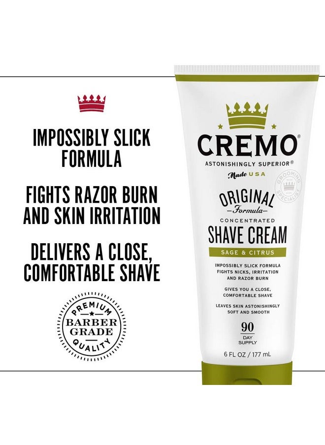 cremo Remo Barber Grade Sage & Citrus Shave Cream Astonishingly Superior Ultraslick Shaving Cream Fights Nicks Cuts And Razor Burn 6 Fl Oz (2 Pack)  - Image 4