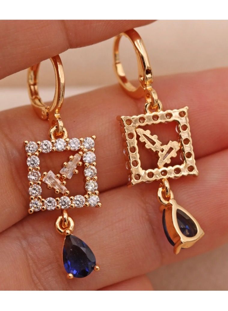 Dangle Charms Elegant & High Quality 18k Gold Plated Earrings For Women - Image 2