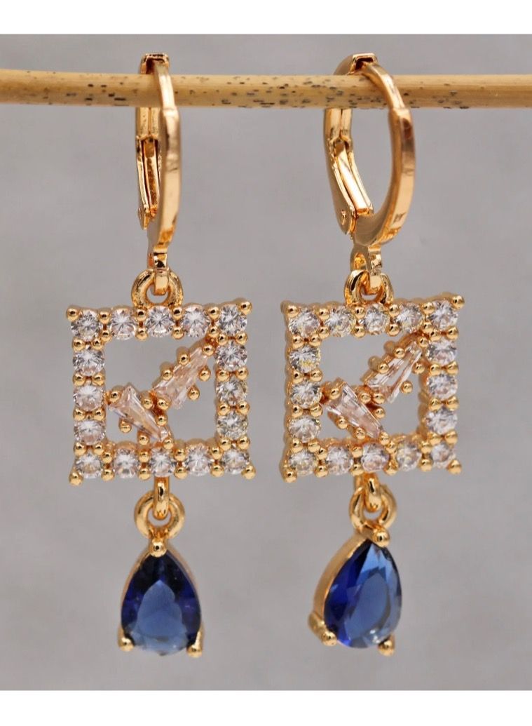 Dangle Charms Elegant & High Quality 18k Gold Plated Earrings For Women - Image 4
