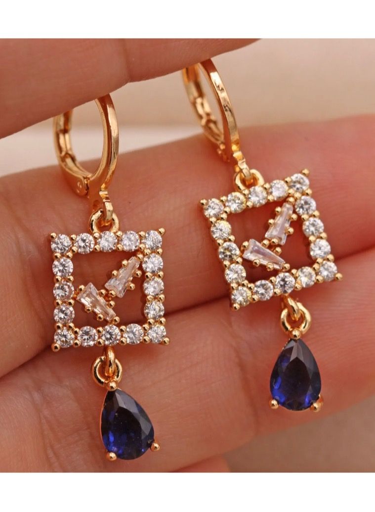 Dangle Charms Elegant & High Quality 18k Gold Plated Earrings For Women - Image 1