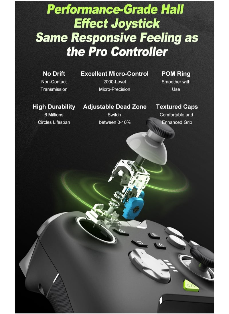 General - Classic Wireless Gamepad PXN P5 Bluetooth Gaming Controller 0 Deadzone One-Button Wake Up 1000Hz Hall Effect Joystick 256 Level Hall Effect Trigger 1000mAh Battery 6-Axis Gyroscope for Steam / Switch / PC / Android / iOS Black - Image 1