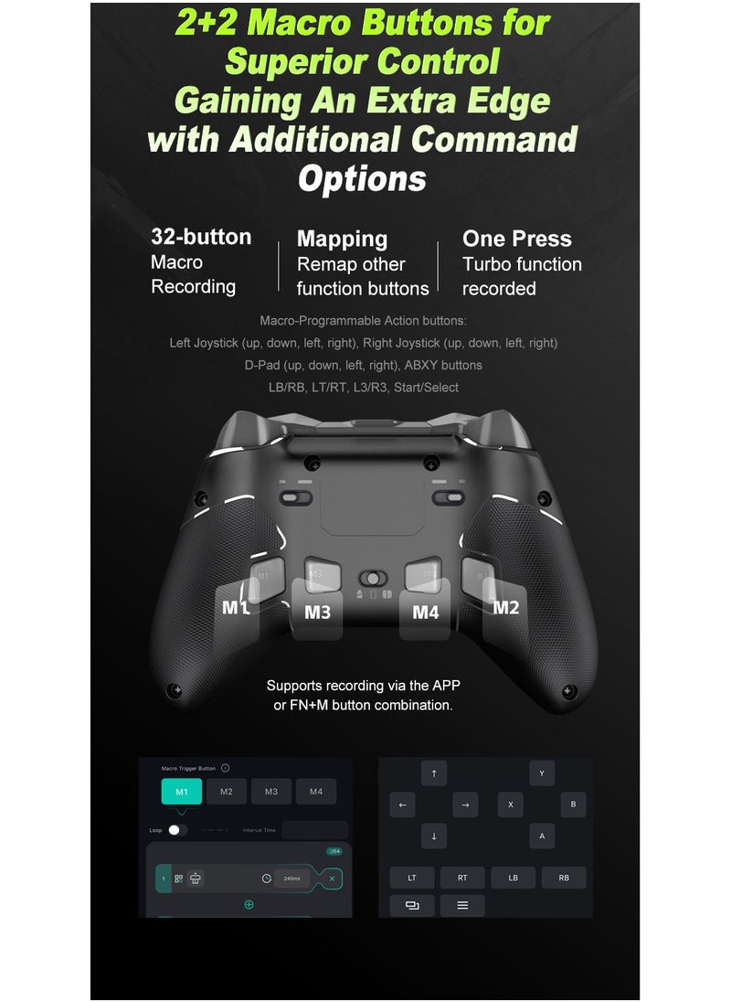 General - Classic Wireless Gamepad PXN P5 Bluetooth Gaming Controller 0 Deadzone One-Button Wake Up 1000Hz Hall Effect Joystick 256 Level Hall Effect Trigger 1000mAh Battery 6-Axis Gyroscope for Steam / Switch / PC / Android / iOS Black - Image 1