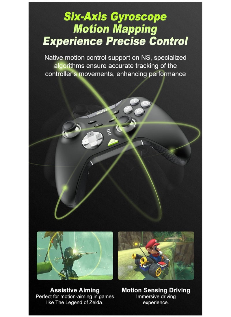 General - Classic Wireless Gamepad PXN P5 Bluetooth Gaming Controller 0 Deadzone One-Button Wake Up 1000Hz Hall Effect Joystick 256 Level Hall Effect Trigger 1000mAh Battery 6-Axis Gyroscope for Steam / Switch / PC / Android / iOS Black - Image 1