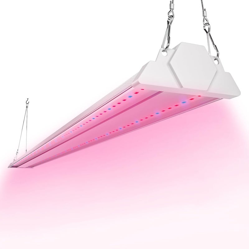 FREELICHT عبوة واحدة من مصباح نمو LED بطول 4 أقدام، 60 واط (ما يعادل 350 واط)، أحمر أزرق (660 نانومتر + 460 نانومتر) مصابيح نمو كاملة الطيف للنباتات الداخلية، مصباح نمو معلق يعمل بالتيار الكهربائي للنباتات في البيوت الزجاجية المائية، الشتلات والخضروات - Image 1
