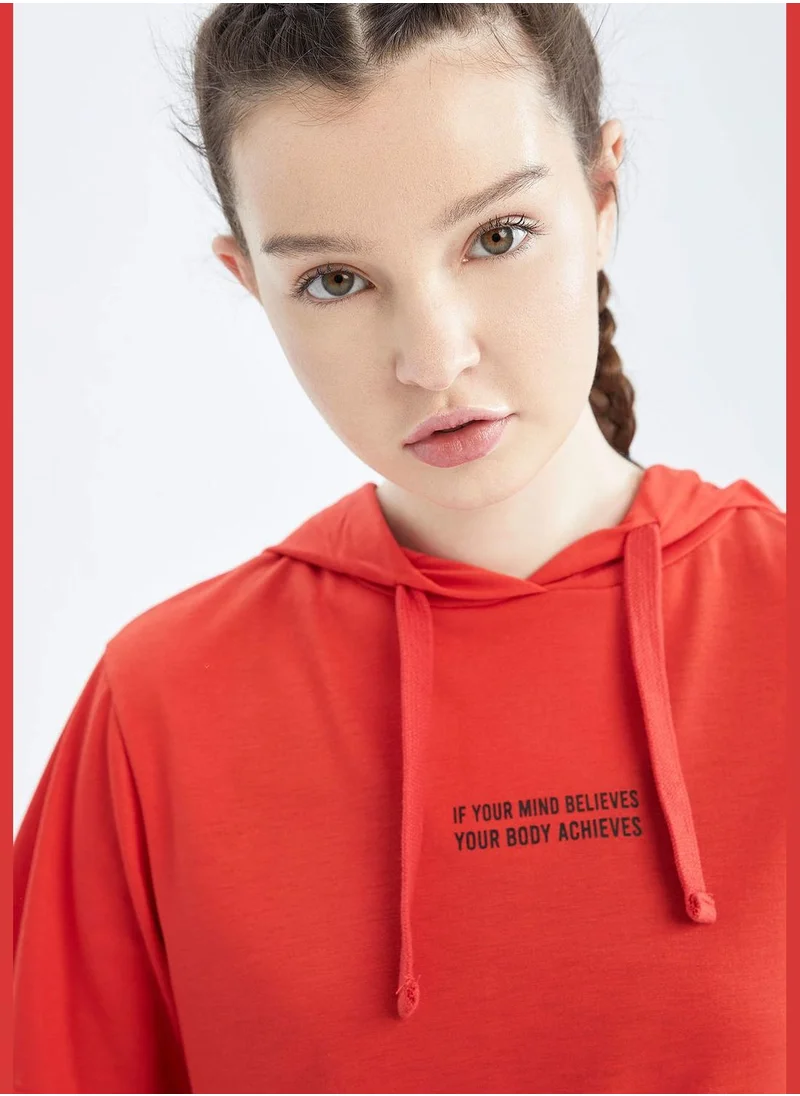 DeFacto Printed Short-Sleeved Hooded T-Shirt