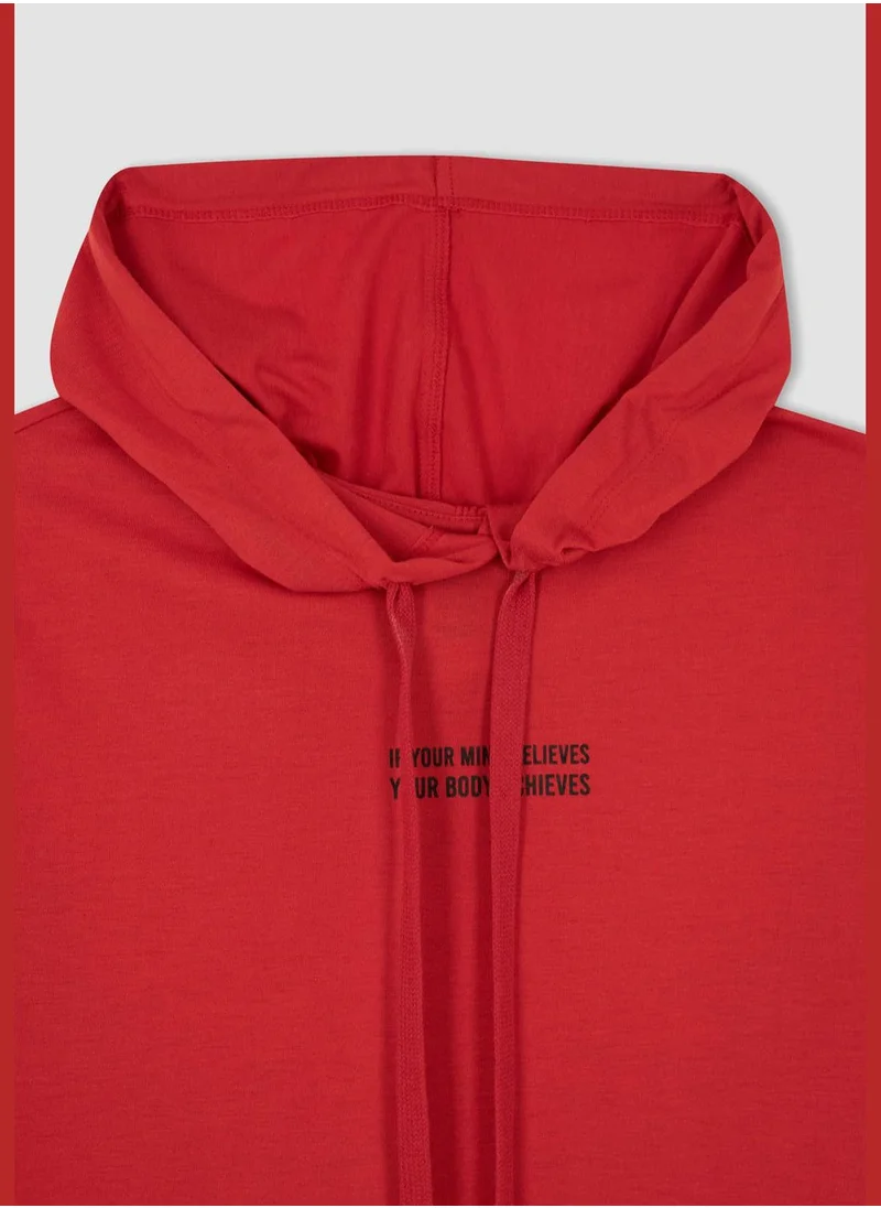 DeFacto Printed Short-Sleeved Hooded T-Shirt