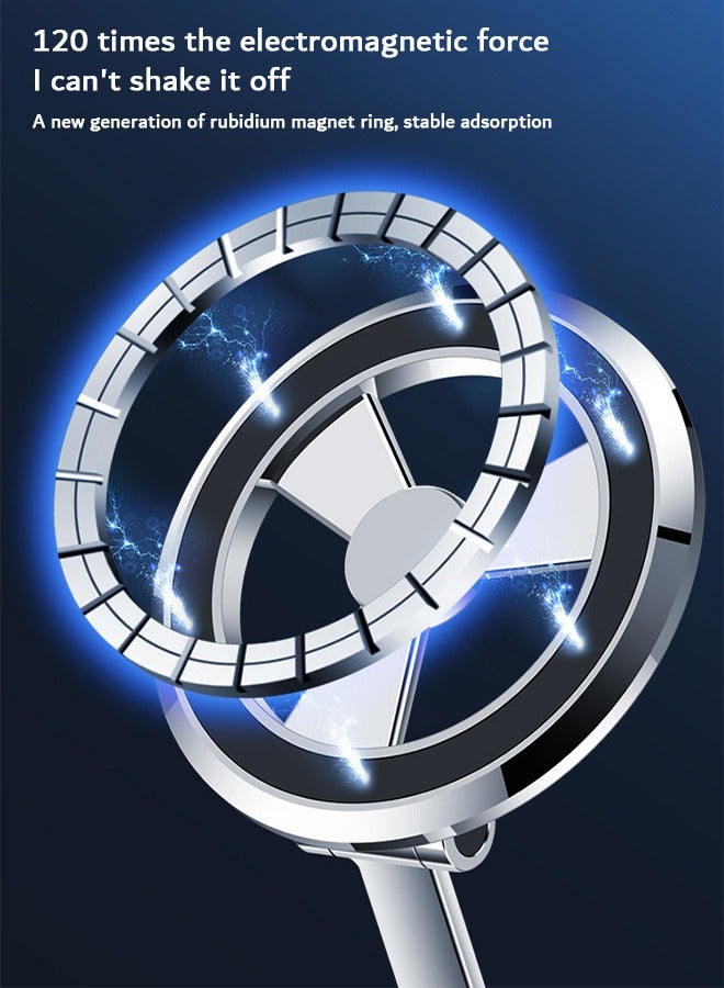 زوريا Magnetic Suction Car Mobile Holders, 360° Rotation Car Phone Mount, with Metal Ring (Silver) - Image 3