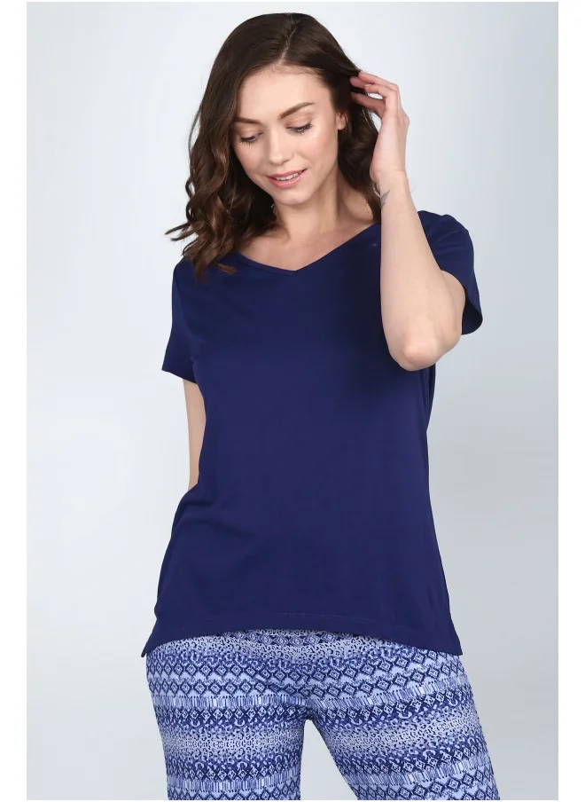 نسيسيرا Royal Blue V-Neck Top