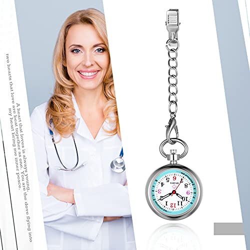 Avaner Nurse Watch Stainless Steel Clip on Hanging Lapel Fob Analog Quartz Watches with Pulsometer Scale and Luminous Hand - Image 3