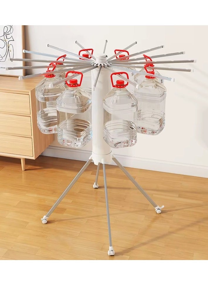 Umbrella Style Clothes Drying Rack, 16 Branches, Foldable and Portable, White